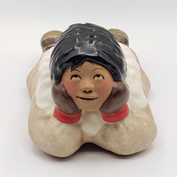 C. Alan Johnson Alaska Inuit Girl "Emma" Laying Ceramic Figurine ©1972 Z27 - Picture 1 of 11
